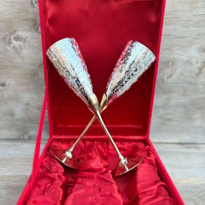 Personalized Handmade Brass King&#39;s Royal Chalice Goblet Glass Embossed Cup 9-inch Goblet (PACK OF 2)