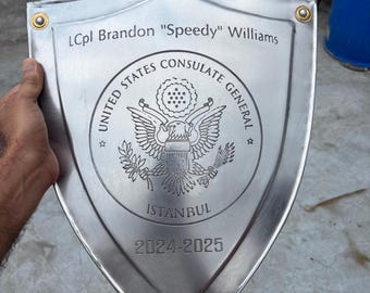 Personalised Templar Knight Shield for Trophy, Gifts & Coplay 18 Gauge Steel Heater Shield