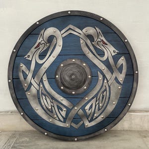 Hölzerner Wikinger-Drachenschild, schaukampftaugliches Valhalla-Wikingerschild, Geschenk für Männer, Wikinger-Cosplay-Schild, nordisches Schild-Halloween-Kostüm