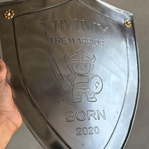 Personalized Kids Knight Shield: Custom Medieval Templar Steel Heater Shield