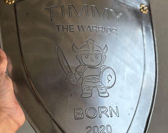 Personalized Kids Knight Shield: Custom Medieval Templar Steel Heater Shield