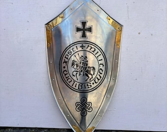 Mittelalterliches Tempelritter-Schild: 18 Gauge Steel Schaukampftaugliches Kreuzritter-Schild