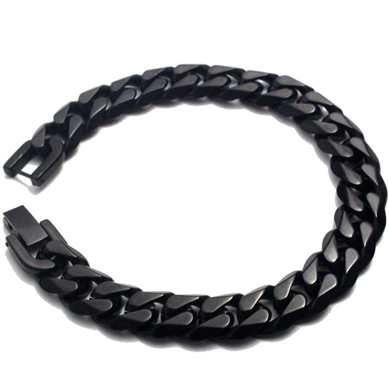Men#39;s Cheap super special price Bracelet - Nashville-Davidson Mall Black Cuban Stee Stainless Chain