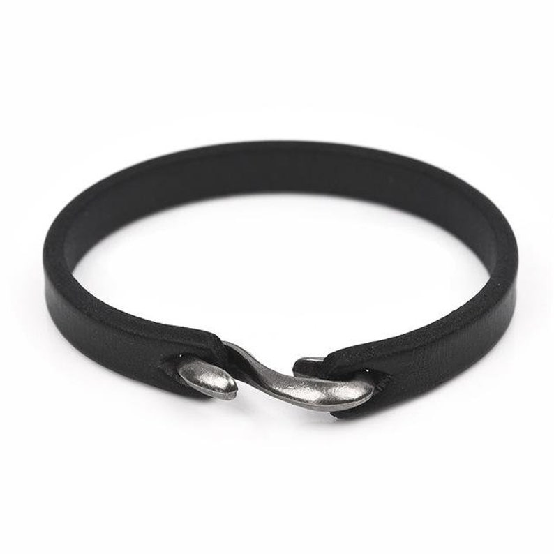 Black or Tan mens bracelet LEATHER S-hook gift for men.