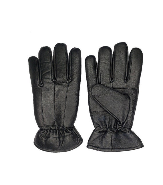 LAMB skin mens glove - Black soft gloves - leather gloves for him - Winter gloves polylining THINSULATE Black sleek gloves