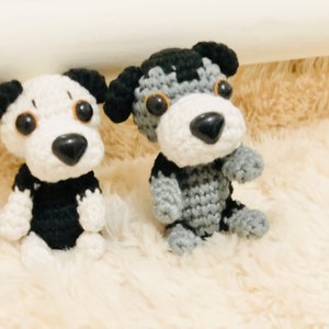 Crochet White Dog Keyring, white Dog brown ears Keyring, dog amigurumi, Crochet Dog keyring, Handmade Dog keyring,