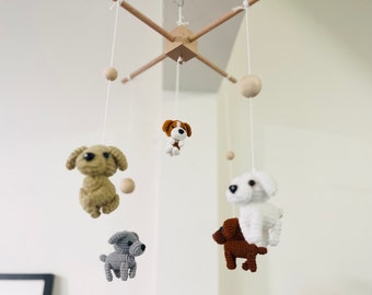 Crochet Dog Baby Mobile, Crochet Puppy Dog Baby mobile, Crochet Dog baby mobile, Puppy baby mobile,  Dog Nursery Decor
