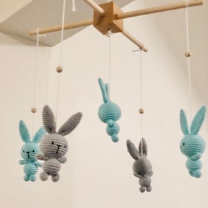 Crochet Bunny Baby Mobile, Bunny Baby mobile, Crochet Bunny baby mobile, Bunny baby mobile,  Bunny Nursery
