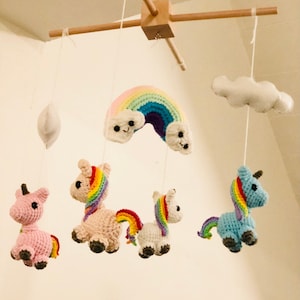 Unicorn rainbow Baby Mobile, Crochet unicorn Baby mobile, rainbow unicorn baby mobile, unicorn baby mobile,  unicorn Nursery