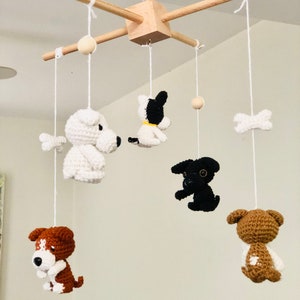 Crochet Dog Baby Mobile, Crochet Puppy Dog Baby mobile, Crochet Dog baby mobile, Puppy baby mobile,  Dog Nursery Decor