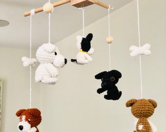 Crochet Dog Baby Mobile, Crochet Puppy Dog Baby mobile, Crochet Dog baby mobile, Puppy baby mobile,  Dog Nursery Decor