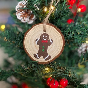 Hand Painted Wood Slice GingerBread Man Christmas Ornament | wood slice ornament | Christmas gift | present | Christmas decor