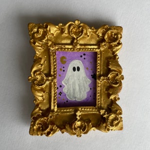 Mini marco de oro de resina vintage pintado a mano imán fantasma / decoración de Halloween / antiguo
