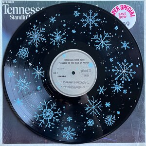 Painted Blue & Silver Snowflake Vinyl Record