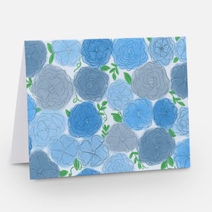 Cartes de correspondance florales bleues de 5 x 4 po. avec enveloppes, lot de 10 | cartes fixes | cadeau | cartes florales | cartes-lettres
