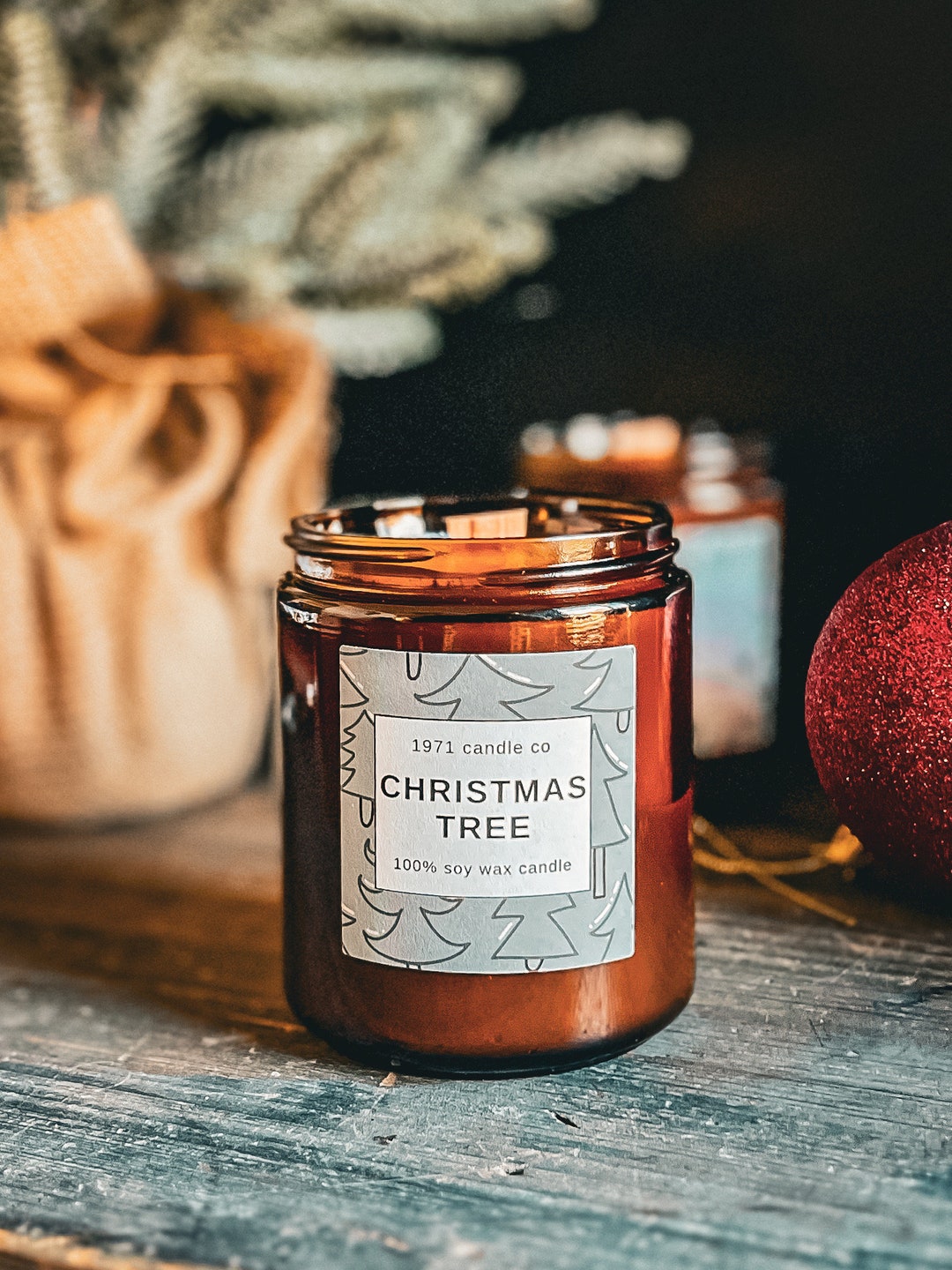Christmas Tree Wood Wick Soy Candle + Soy Wax Melt - Etsy