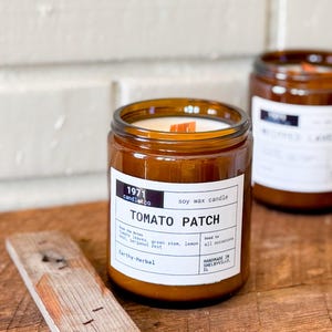 Tomato Patch Candle or Wax Melts – Garden Fresh Scent, Summer Soy Candle, Green Tomato Vine, Unique Gift for Gardeners