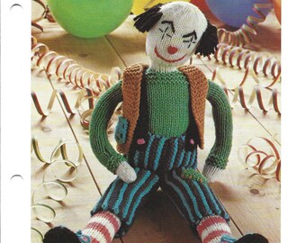 Vintage Knitting Pattern PDF Bobbo the Clown Retro Toys Digital Download