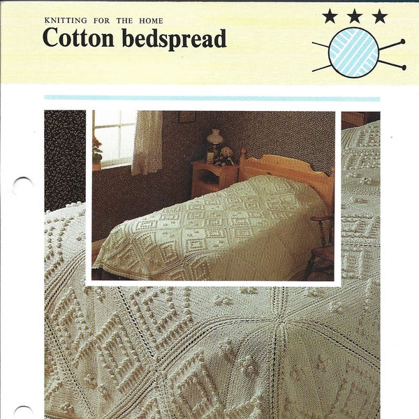 Vintage Knitting Pattern PDF Cotton Bedspread Retro Homeware Digital Download