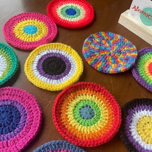 Retro Handmade Crochet Bullseye Coasters | Pride Flags LGBTQIA+ | Retro Homeware | Pick Your Colours | Bi/Gay/Lesbian/Trans/Pan/Non-Binary