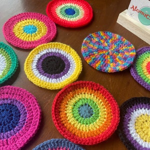 Retro Handmade Crochet Bullseye Coasters | Pride Flags LGBTQIA+ | Retro Homeware | Pick Your Colours | Bi/Gay/Lesbian/Trans/Pan/Non-Binary