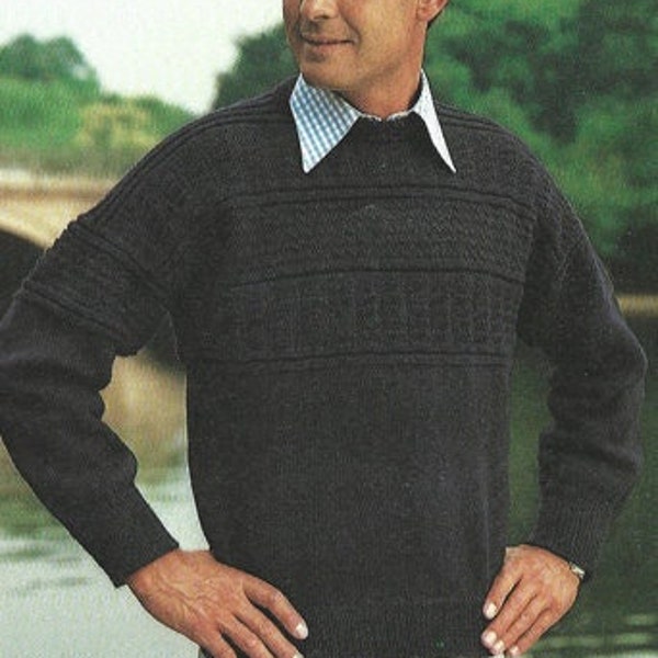 Vintage Knitted Fisherman's Jersey Sweater Pattern PDF Digital Download Jumper 70's Style Retro Men's