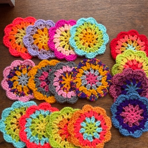 Retro Handmade Crochet Coasters | Vintage Home | CHOOSE YOUR OWN | Handmade Gifts | 40's 50's Homeware Mid Century Mandala Flower