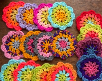 Retro Handmade Crochet Coasters | Vintage Home | CHOOSE YOUR OWN | Handmade Gifts | 40's 50's Homeware Mid Century Mandala Flower