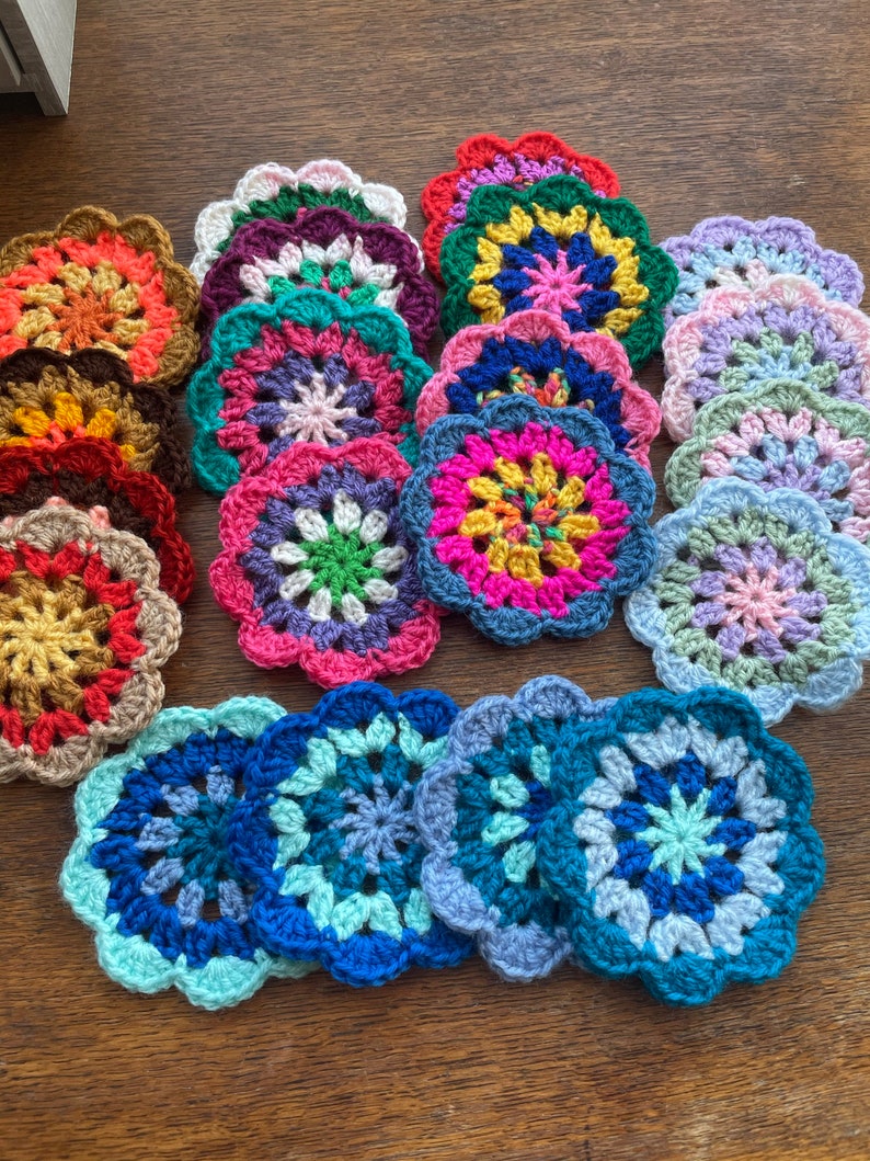 Retro Handmade Crochet Coasters Vintage Home neon Dreams Etsy UK