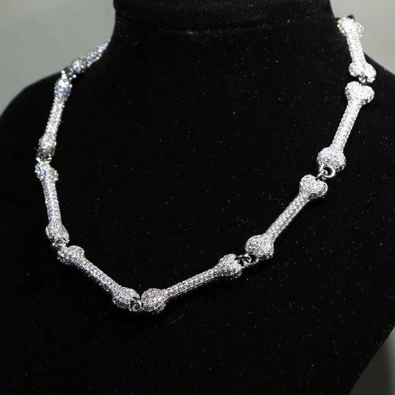 Bone Choker Necklace Punk Rock Diamond 