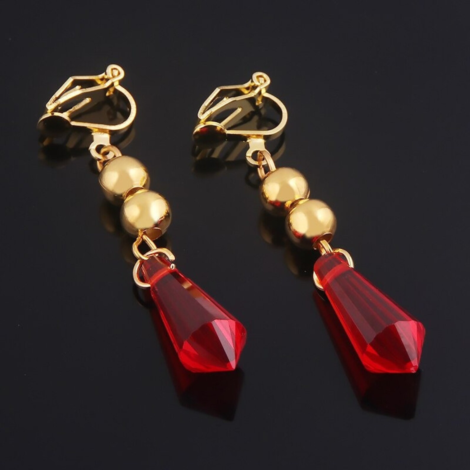 Genshin Inspired Earrings Childe Red Water Drop Earring Etsy