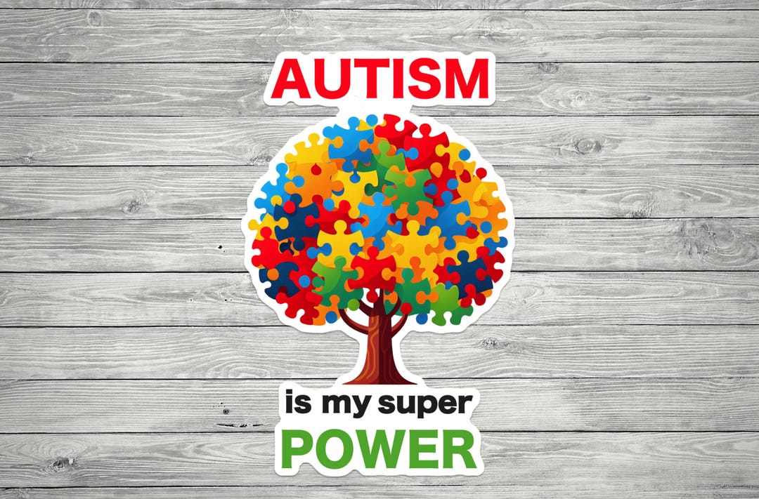 Autism Awareness Sticker – “autism is My Superpower” Puzzle Piece Tree ...