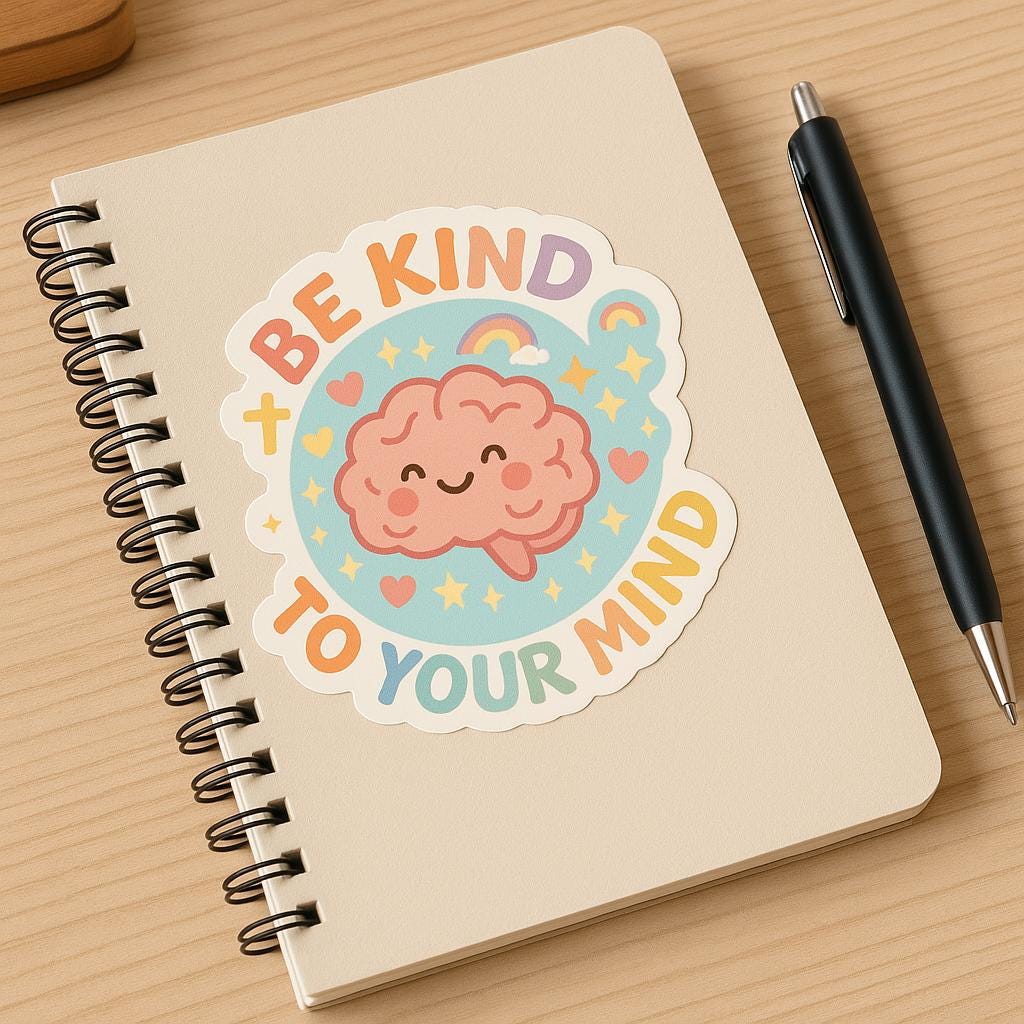 Be Kind to Your Mind Sticker – Cartoon Brain Mental Health Vinyl Decal ...