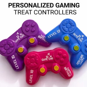 Personalized Gamer Birthday Treat Box | Gaming Party Favor Controller | Custom Age Level Party Favors | Video Game Birthday Candy Holder
