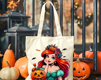 Halloween Mermaid Princess Tote Bag: Ariel Inspired Trick or Treat