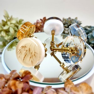 Drawer knobs for floral home, Transparent cabinet handles with dried grass, Interior design special gifts image 10