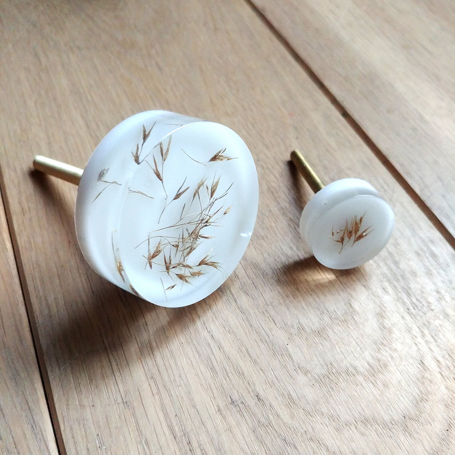 24mm Small White Knobs With Dried Grass Boho Round Handles Etsy