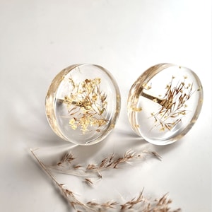 Drawer knobs for floral home, Transparent cabinet handles with dried grass, Interior design special gifts image 5