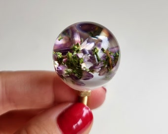 Heather furniture knobs for new home gift, Violet flowers drawer pulls, House improvement decorative gift