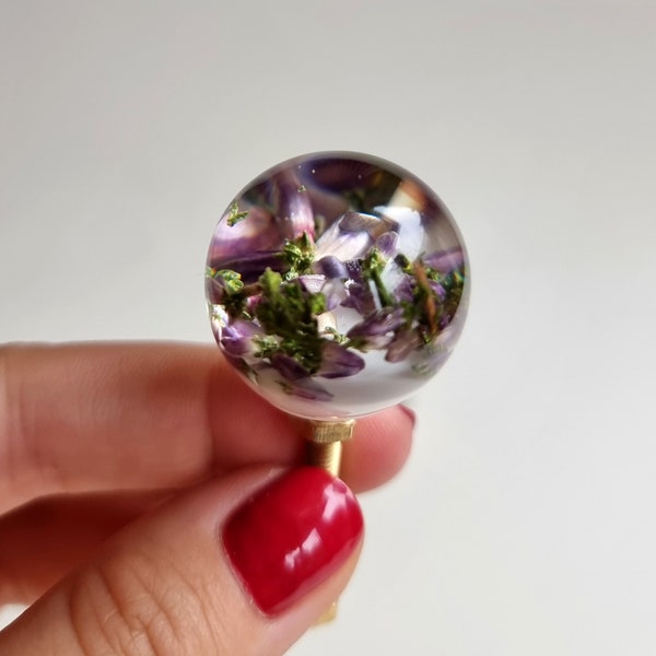 Heather furniture knobs for new home gift, Violet flowers drawer pulls, House improvement decorative gift