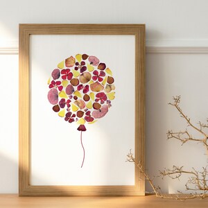 Véritable poster floral représentant un ballon, décoration murale à imprimé botanique, graphisme coloré pour le cadre, idée cadeau pour un intérieur de style floral dans une chambre d'enfant