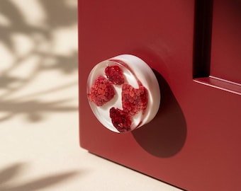 Pomello per mobili in stile vintage con lamponi essiccati / Accessorio per mobili su misura