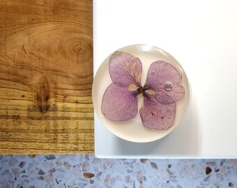 Furniture knob with lily hydrangea flower, Round drawer handle for cabinets in bedroom, Home accessories for wardrobe renovation