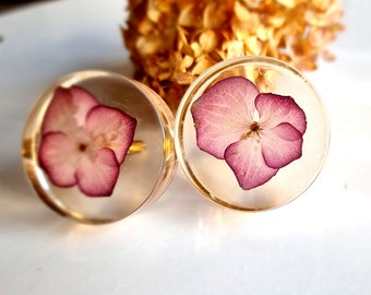 Flower drawer pull with pink hydrangea petals, Unique furniture knob for floral interior cabinets, New home owner gift