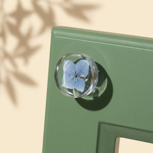 Blue Hydrangea Flower Cabinet Knob, Botanical Resin Drawer Pull, Gift for a new home
