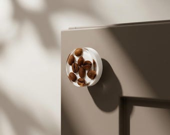 Einzigartiger Möbelknauf mit echtem getrockneten Kaffee - Schubladenknauf mit Pflanzen