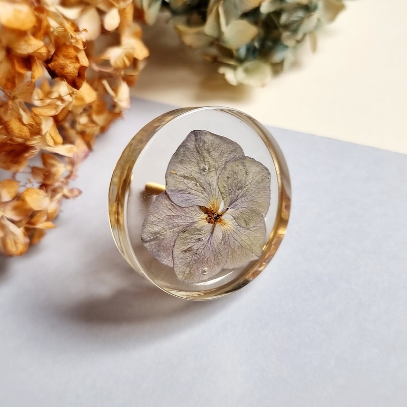 Vintage cabinet knob with flowers, Furniture handles for floral interior, Crystal drawer pull for new home owner gift image 1