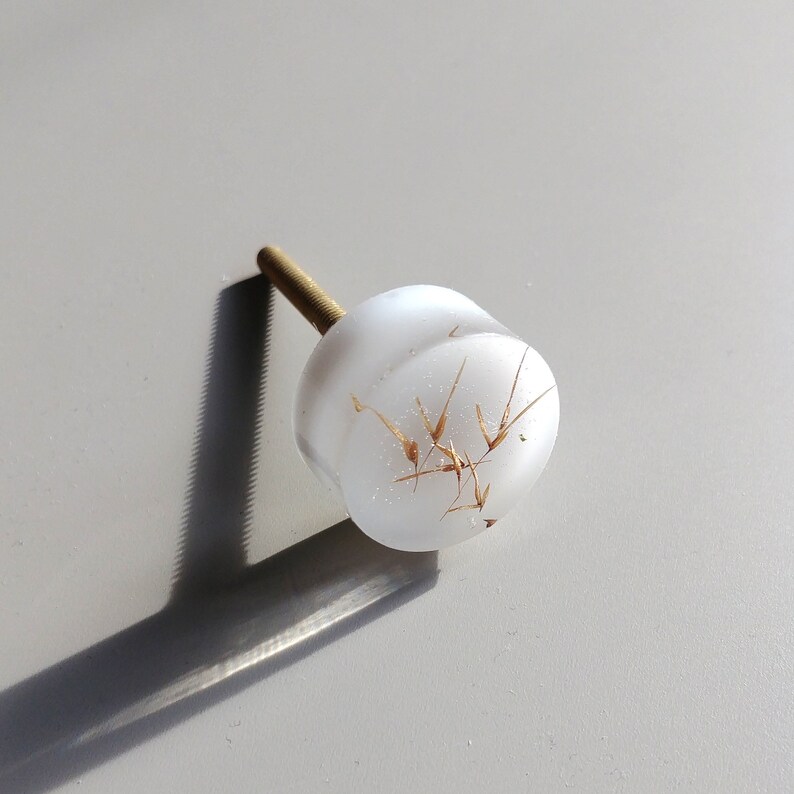 24mm Small White Knobs With Dried Grass Boho Round Handles Etsy