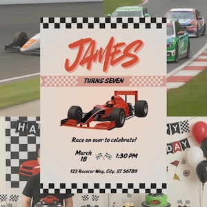 Race Car Birthday Invitation | Editable Racing Party Invite | Red Racecar Birthday | Instant Download | Boys Race Car Party Invitation