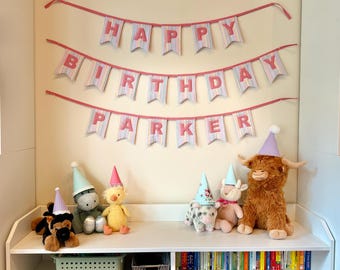 Custom Name Fabric Happy Birthday Banner: Reusable Party Garland